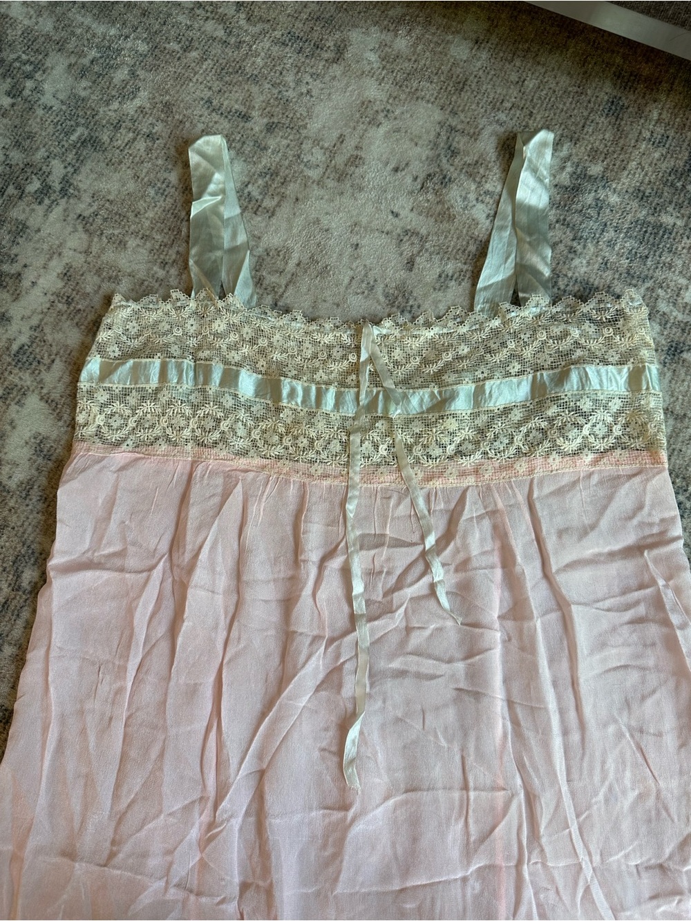 Vintage Pink Silk Lace Nightgown Slip Estate Find Romantic Lingerie Sleepwear S - Picture 4 of 8